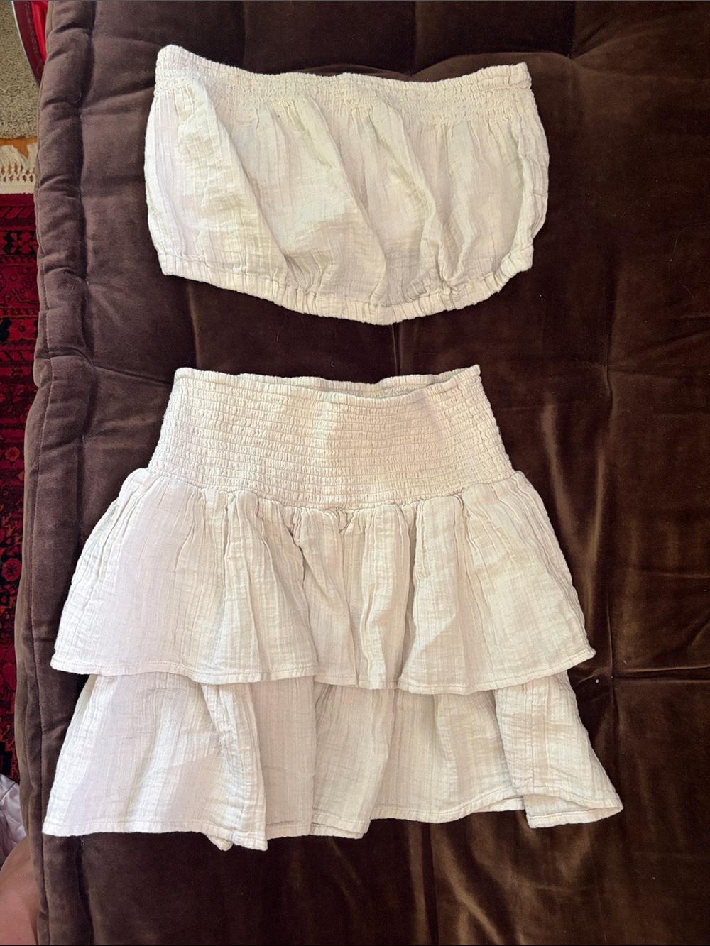 Universal Thread White Tiered Smocked Mini Skirt and top SET